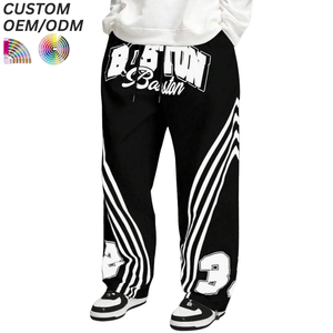 Plus Size Men's 100% Cotton Breathable Eco-Friendly Printed Loose Midweight Winter Pants Warm Casual <b>Trousers</b> <b>Drawstring</b> Closure - Product Image 5