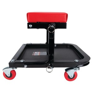 Taburete Rodante Plegable con Marco en C y Bandeja para Herramientas, Acero Resistente, Ruedas de 2 Pulgadas, Negro/Rojo, para Garaje y Detallado Automotriz GAPGAR032 - Product Image 1