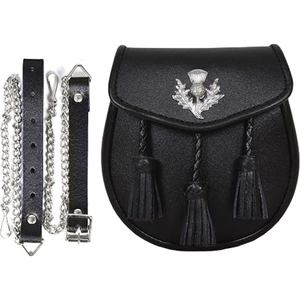 Sac Sporran en Cuir Véritable Personnalisé pour Kilt Écossais, Pochette Celtique des Highlands, Design en Cuir Traditionnel Gaufré, Vente en Gros OEM - Product Image 1