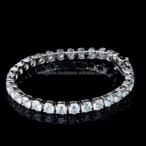 Pulseras y Brazaletes de Hip Hop Hechos a Mano con Diamantes Redondos Cultivados en Laboratorio, Certificados, Ideales para Regalo, Novedad, Oro, Estilo Hip Hop - Product Image 1
