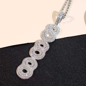 Colgante de Lujo Personalizado con Diamante Moissanita Número 8 y Plata de Ley 925, Estilo Hip Hop, Unisex, para Fiestas - Product Image 2