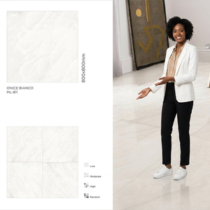 Carreaux de sol en porcelaine émaillée effet marbre brillant, design premium 800x800mm, finition luxueuse, adhésif pour briques réfractaires, extérieur - Product Image 1