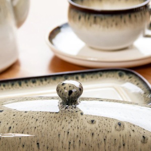 Pot à beurre de style vintage avec couvercle, base profonde, finition émaillée lisse, résistant à la chaleur, pour la table à manger - Product Image 3