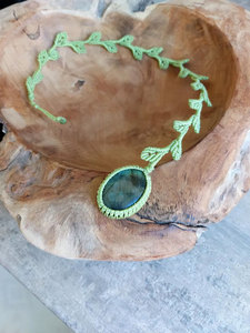 Handmade Green Macrame Jade Bamboo <b>Necklace</b> Boho Healing Ethnic Buddhism <b>Statement</b> Jewelry Women - Product Image 3