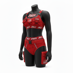 Ensemble de bikini pour femmes, 220 GSM, polyester et élasthanne, design à panneaux tactiques rouges, logo personnalisé par transfert thermique, bikinis pour femmes - Product Image 6