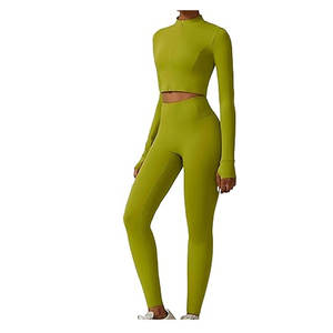 Trendy Plus Size 3-Piece <b>Yoga</b> Activewear <b>Set</b> Women Crop Top Long Gym Fitness Outfit Breathable Elastic Waist Sportswear Seamless - Product Image 1