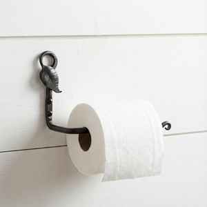 Porte-papier toilette 100 % robuste pour salle de bain, fabriqué en fer de qualité supérieure avec détail décoratif en forme de feuille et durable - Product Image 1