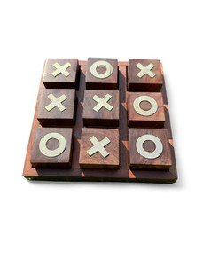 Wooden Tic Tac Toe Game Compact Strategy Educational <b>Activity</b> for Kids Adults Travel Home Entertainment - Product Image 1