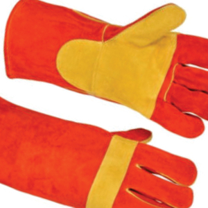 Extra Long Leather Welding <b>Gloves</b> Red Yellow Fleece Lined Molten Metal Splash Test <b>Type</b> B TIG/MIG Use Straight Thumb - Product Image 2