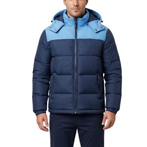 Veste matelassée à capuche entièrement zippée orange fluo haute visibilité coupe-vent – Vente en gros de vestes d'hiver décontractées - Product Image 3