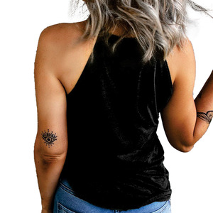 Wholesale Women Black Rhinestone Star Stripe Racerback Tank <b>Top</b> Sleeveless Summer Casual Graphic Vest Women's Shirts OEM Service - Product Image 2