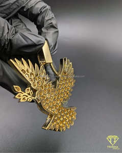 Pendentif Charm Aigle Hip Hop Plaqué Or Argent 925 avec Moissanite Cadeau Unisexe - Product Image 2