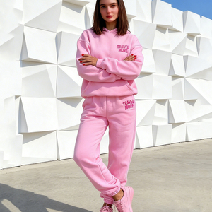 Conjunto de Sudadera con Capucha y Pantalones de Chándal de Felpa Francesa de Algodón de Alta Calidad, Personalizado por el Fabricante, para Mujer, Otoño, Ecológico - Product Image 1