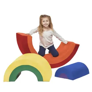 Kids Rainbow Arch shape Trio Soft Play Set Toddler Climbing and Crawling Bridge Soft Play Equipment Set