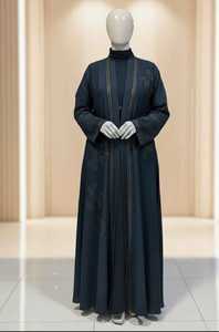 Abaya élégante violette brodée avec col châle, manches longues, robe longue modeste pour femmes, robe abaya brodée, Abaya de Dubaï - Product Image 5