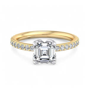 Anillo de Compromiso con Diamante Cultivado en Laboratorio, Corte Cojín, Halo Oculto, Solitario Minimalista, Chapado en Oro de 18k y Rodio, Anillo de Propuesta, IGI - Product Image 1