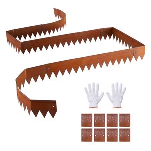 Bordo per Giardino in Acciaio Corten, Confezione da 6 Pezzi, 40 x 6 Pollici, Pieghevole, con 8 Piastre di Collegamento per Paesaggistica e Terrazze - Product Image 1