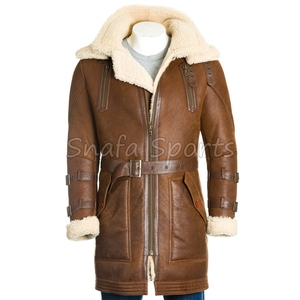 Men's 100% Real Lambskin Leather Coat Winter Shearling Long Coat <b>Smart</b> Casual Style Loose Fit for All Seasons Breathable Feature - Product Image 2