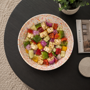 Bol à salade en bois de manguier émaillé, fait main, coloré, sûr pour les aliments, bol de service en bois moderne, pour fruits, pâtes, mélange - Product Image 3