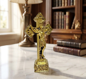 Idole de Jésus plaquée laiton de Jaipur Metals |   Statue chrétienne 100% en laiton |   5 x 3 x 7,5 cm |   74 g |   Cadeaux et décorations religieuses - Product Image 4