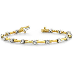Bracelet tennis en or 14 carats bicolore serti de diamants de laboratoire - Product Image 1