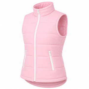 New Premium Quality Women's Pink <b>Quilted</b> Puffer Vest Stand Collar Breathable Polyester/Nylon Zipper Closure Sleeveless Casual - Product Image 5