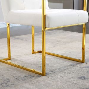 Sedia da Pranzo Moderna in Velluto con Braccioli, Design Trapuntato e Base in Acciaio Inox Dorato, Set da 1 Pezzo - Product Image 6