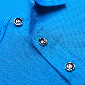 เสื้อโปโลชายสีน้ำเงิน แขนสั้น โพลีเอสเตอร์ 100% แห้งเร็ว ระบายอากาศดี สปอร์ต แคชชวล ทรงปกติ ติดกระดุมด้านหน้า - Product Image 2