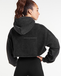 Sudadera con Capucha para Mujer, Color Sólido, 100% Algodón, Antiencogimiento, Forrada, con Estampado en Relieve, Manga Larga, Informal, para Invierno, Talla Adulto - Product Image 3