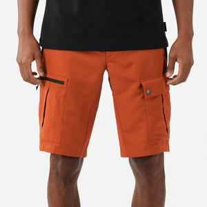 Shorts cargo personnalisés pour hommes en lin/coton, style urbain, respirants, taille élastique, motif uni sur le devant, service OEM - Product Image 1