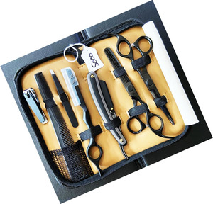 Ensemble de ciseaux de coiffure professionnels en acier inoxydable, kit de ciseaux à effiler pour salon de coiffure, pour droitiers, manche long en plastique - Product Image 1