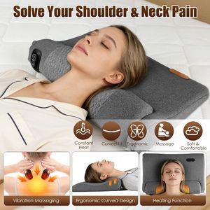 Cuscino Massaggiante Ergonomico in Memory Foam per Collo con Riscaldamento a 3 Livelli, Vibrazione a 3 Intensità, Timer 30 Minuti, Massaggiatore per Schiena - Product Image 4