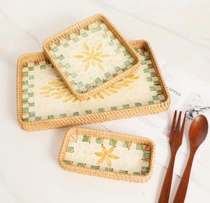 Bandeja de Servir de Ratán Tejida a Mano, Elegante y Natural, Organizador de Almacenamiento para Cocina y Hogar, Bandeja Decorativa - Product Image 2