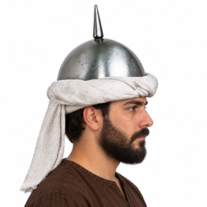 Casco Medieval Árabe, Réplica de Armadura Hecha a Mano, Acero Suave, Hierro, Calibre 18, Arte Cinematográfico y Televisivo - Product Image 1