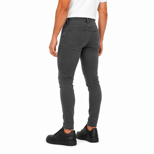 Jeans de Algodón para Hombre, Corte Slim Fit, Lavado Oscuro, Cintura Media, Cierre de Botones, Estilo Casual, Color Sólido, Bolsillos, Tejido Transpirable - Product Image 2