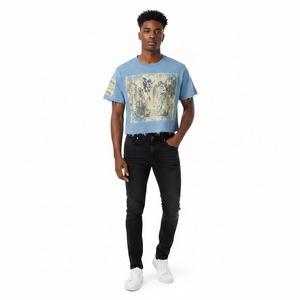 Mens Oversized Geometric <b>Patchwork</b> T <b>Shirt</b> Summer 100% Cotton 240 Grams Hip Hop Towel Embroidery Digital Print - Product Image 6