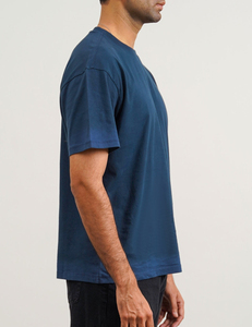 T-shirt pour homme à col rond, manches courtes, couleur unie, 100% coton, coupe ample, vêtement décontracté, respirant, design en jersey tricoté - Product Image 4