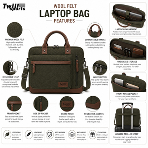 Sac d'ordinateur portable promotionnel personnalisé, durable, classique, écologique, multifonctionnel, en feutre de laine doux - Product Image 3