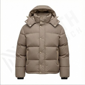 Veste matelassée d'hiver légère pour homme Manteau à capuche à col montant Poches zippées Noir marine Col ras du cou pour l'extérieur Full Zip High Street - Product Image 2