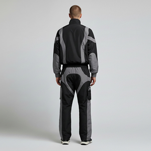 Cut <b>Sew</b> Cotton Windbreaker Hooded Casual Solid Winter Tracksuits <b>Set</b> Custom Design Sports Workout Football 2 Piece Men - Product Image 3
