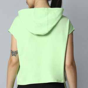 Haut court à capuche personnalisé de haute qualité pour femme, sans manches, en coton, idéal pour l'entraînement estival - Product Image 5