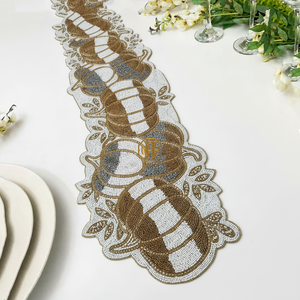 Handmade Embroidered <b>Table</b> <b>Runner</b> Placemat Modern Floral Pattern Custom Size EU Featuring Glass Beads New NOORIMS AKBAR - Product Image 4