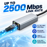 Adaptateur Ethernet USB 2.5G USB-C USB-A 3.0 vers RJ45 2500 Mbps Carte Réseau Filaire RTL8156B pour Ordinateur Portable PC Gaming Bureau