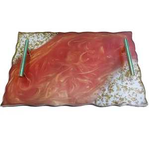 Bandeja de Madera Artesanal con Diseño de Olas Oceánicas y Estrellas de Mar, para Decoración de Mesa en Hogares Costeros - Product Image 3