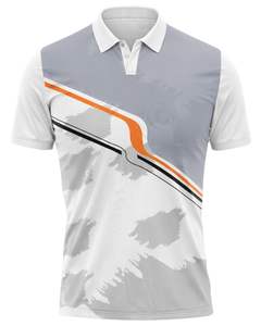 Camiseta Polo Personalizada para Hombre en Gris Claro y Blanco, Manga Corta, Estampado Gráfico, Transpirable, de Poliéster, Deportiva, Casual, para Golf y Entrenamiento - Product Image 1