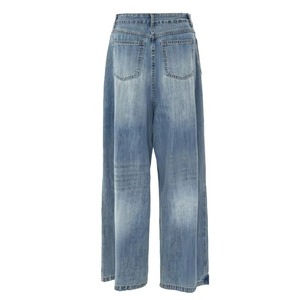 Women Cargo Multi Pocket Breathable <b>Denim</b> Pants Casual Vintage High Waisted Loose Straight Embroidered Summer Custom Design OEM - Product Image 2
