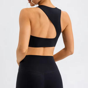 เสื้อชั้นในกีฬาแบบ Racerback สำหรับผู้หญิง ออกแบบเองได้ คอกว้าง ไร้ตะเข็บ รองรับปานกลาง เหมาะสำหรับโยคะ สีพื้น ชุดออกกำลังกาย - Product Image 5