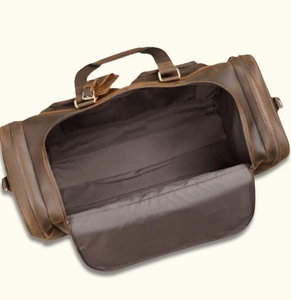 Genuine Leather <b>Weekender</b> Duffle <b>Bag</b> With Multiple Pockets Zipper Closure Unisex Travel Organizer 56–75L Capacity - Product Image 6