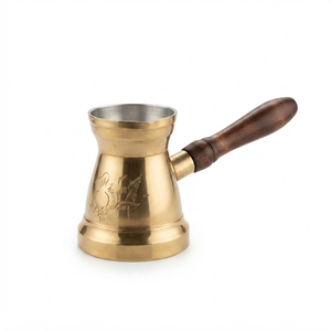 Handmade Engraved Copper Turkish Coffee Pot Cezve With Wooden Handle Traditional Arabic Ibrik Stovetop Coffee <b>Maker</b> Wholesale - Product Image 3