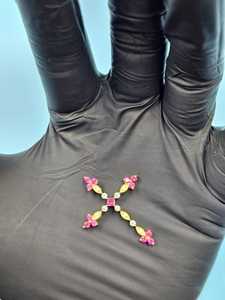 Pendentif en rubis et diamant, bijoux chrétiens, pendentif religieux pour femmes, pendentif en argent 925, pendentif bling bling pour rappeurs - Product Image 4